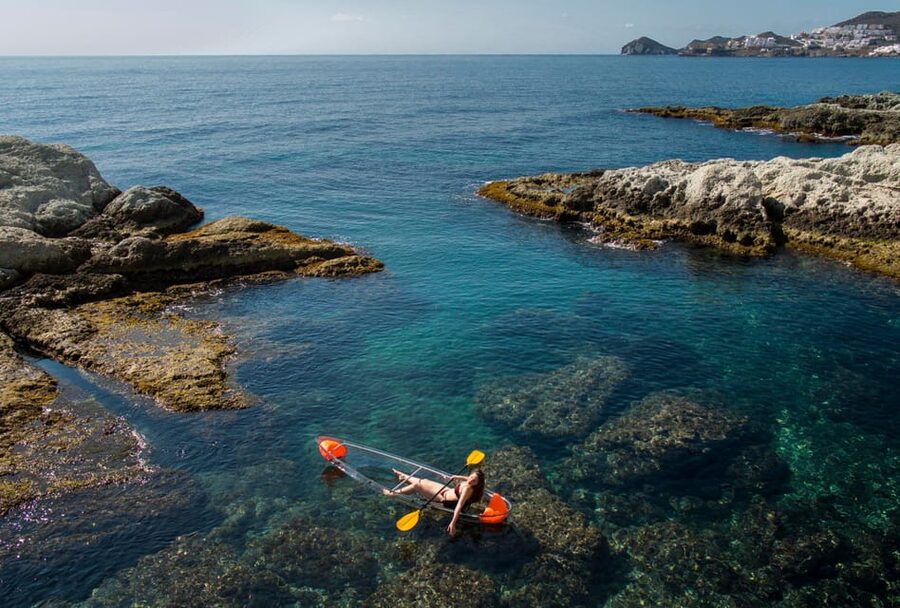 2 Hours Tour - Transparent Kayak Tour - Paddling a transparent kayak along Cabo de Gata