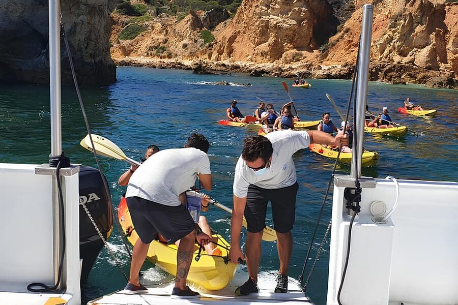 Albufeira Marina: Benagil Cave to Marinha Beach Kayak Tour - Entering Benagil Cave without walking ashore