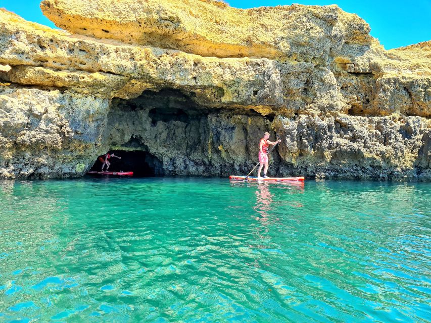 Albufeira: Stand Up Paddle Lesson and Coastal Tour - Learning to paddle before the caves