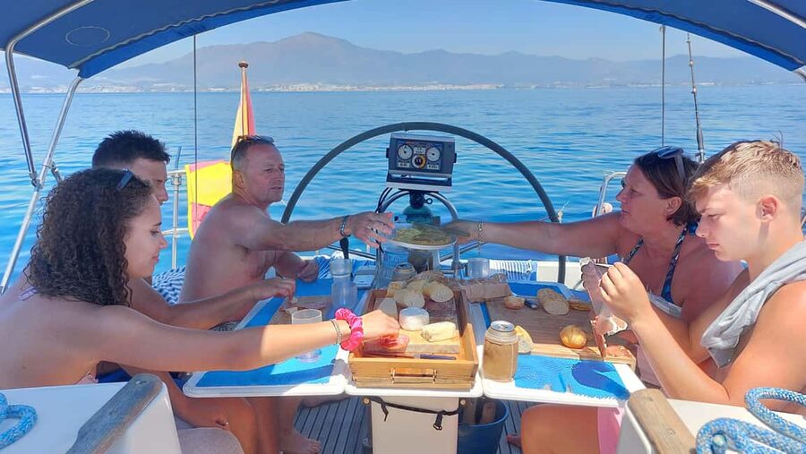 Always private 4 hour - Sail- dolphin Yacht Charter-paddle - Leaving Estepona port under sail