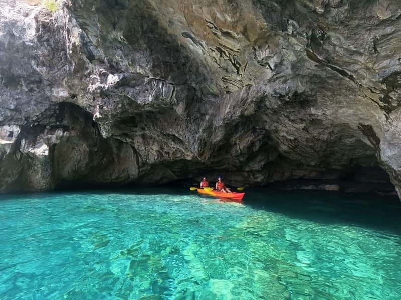 Amalfi Coast: Kayak, Snorkeling, Pandora Cave & Hidden Beach - Paddling east past Norman Tower