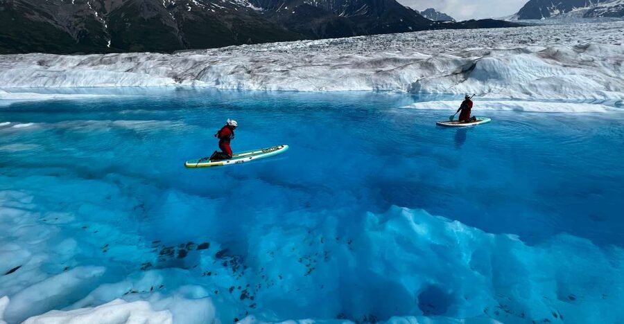 Anchorage: Knik Glacier Helicopter and Paddleboarding Tour - Landing on the ice and getting ready for the cold