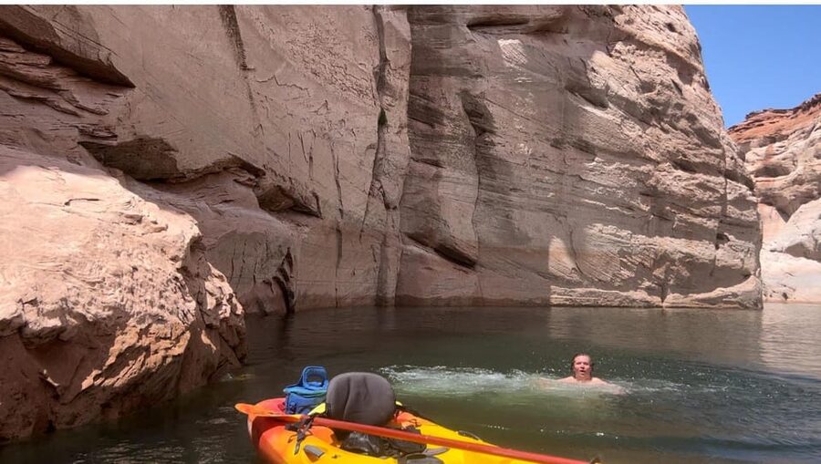 Antelope Canyon: Guided Kayaking & Swimming Tour - Paddling out from Antelope Point Launch Ramp