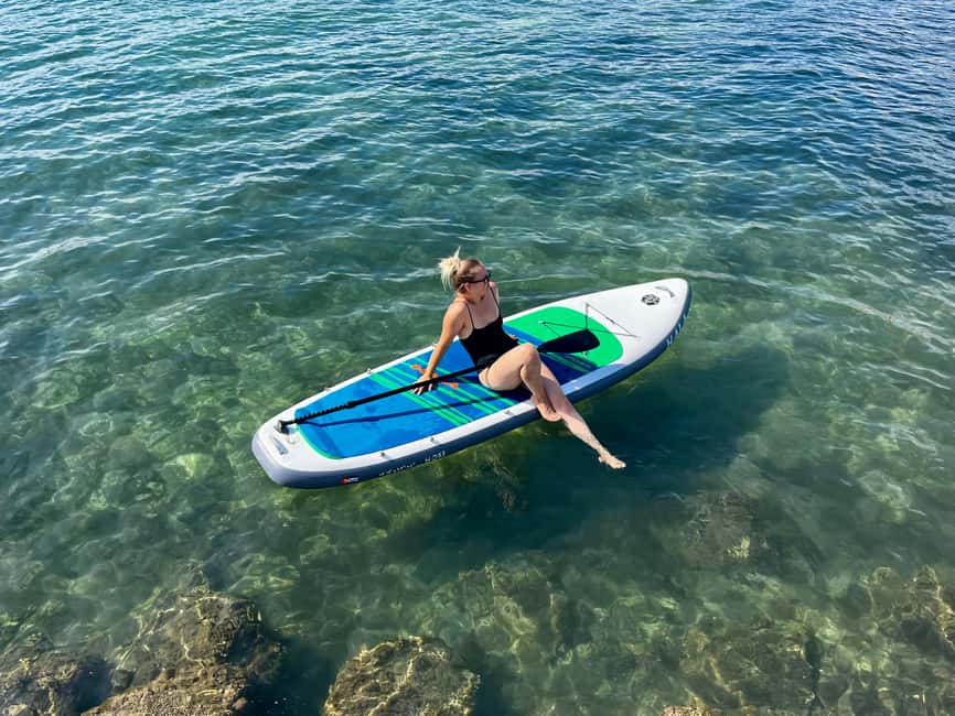 Antibes : 2-seat Paddle board Rental with photos & videos - Paddling past clear water and Riviera coves