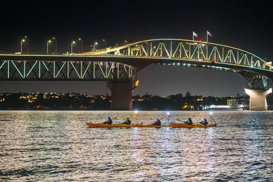 Auckland: City Lights Night Kayak Tour - The first stretch beside Westhaven Marina