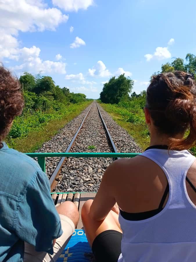 Battambang,Tuktuk and kayak, BambooTrain ,Wat Banan,Bat cave - Wa Kor Village and the swing bridge