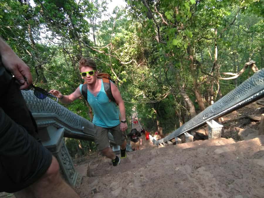 Battambang,Tuktuk and kayak, BambooTrain ,Wat Banan,Bat cave - Starting on the Sangker River