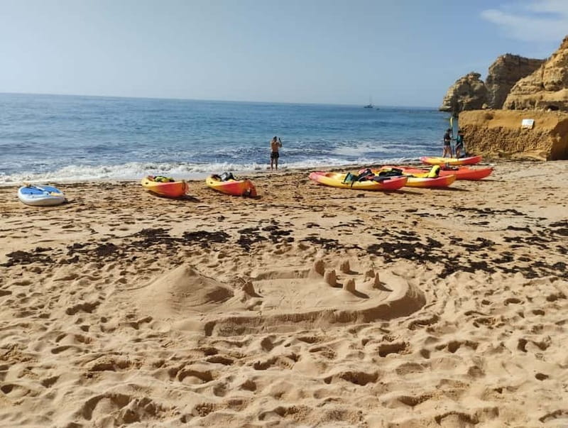 Benagil: Cave and Sea Caves Guided Kayak Tour - Getting ready at Benagil Beach