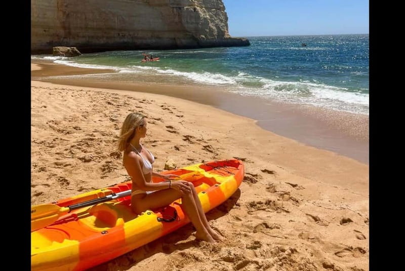 Benagil: Guided Kayak Tour inside caves and Praia da Marinha - Smaller caves and the route toward Praia da Marinha