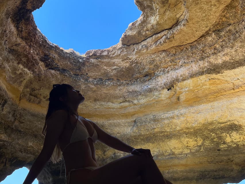 Benagil: Guided Sunrise Kayak Tour with Licensed Guide - Marinha Beach after about 30 minutes