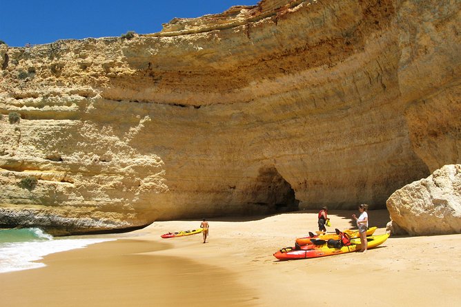 Benagil Kayak Tour On Board a Fantastic Catamaran - Entering Algar de Benagil by kayak
