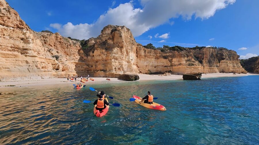 Benagil: Sunrise kayak tour Benagil caves and secret spots - A short stop on Benagil Beach