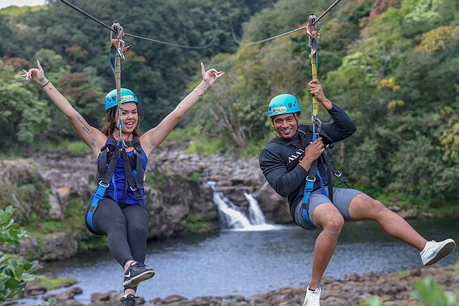 Big Island 9-Line Zipline Experience Plus Private Waterfall Swim - Flying above Umauma Falls on nine lines