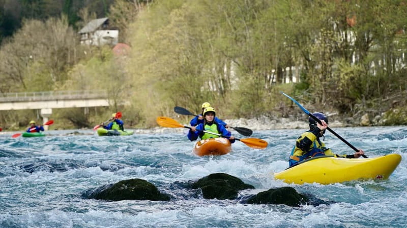 Bled: kayaking trip on the river Sava - Getting fitted for whitewater gear