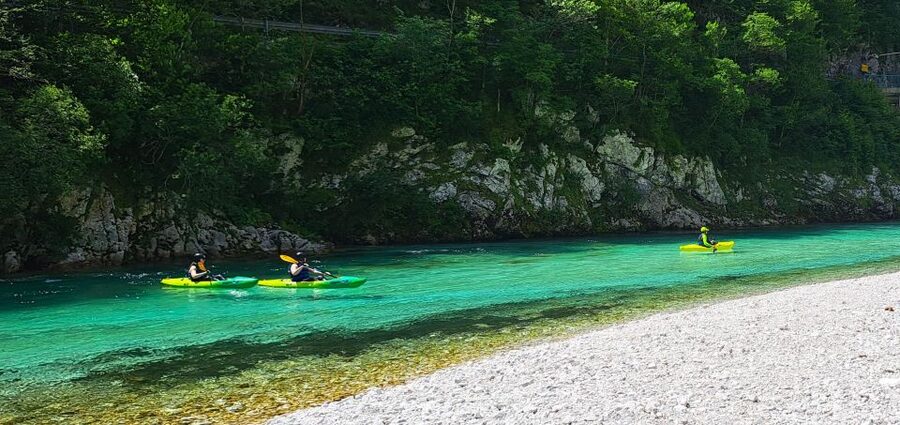 Bovec: Iconic Sit-on-Top Kayak Tour on Soča River +FREEphoto - Swimming in the 10°C Soča