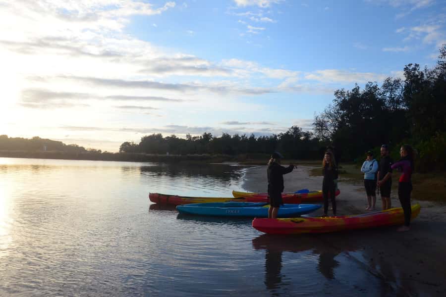 Byron Bay: Brunswick River Sunset Kayak Tour - Getting comfortable before the tide carries you out