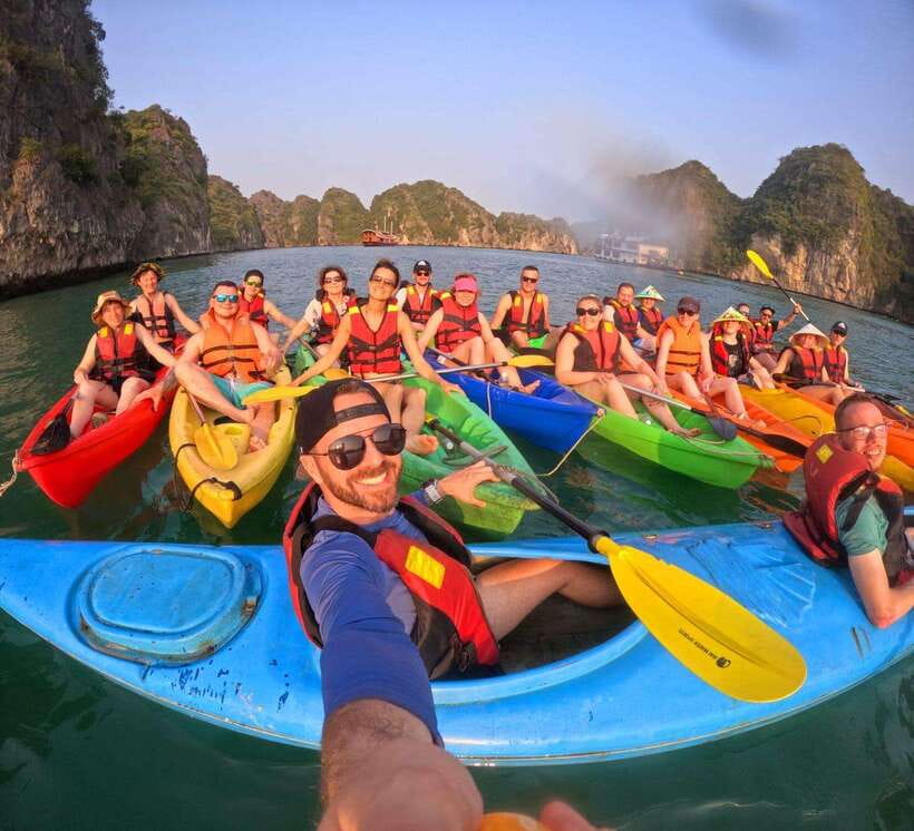 Cat Ba: Full- day trip with biking, kayaking, meal, tickets - Floating fishing village and limestone islets