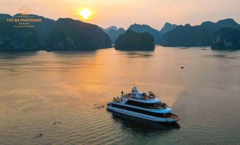 Cat Ba: Sunset on Lan Ha Bay with Sunset Party - Beo Harbor and the first look at Cai Beo