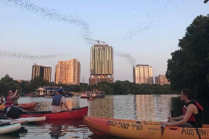 Congress Avenue Bat Bridge Kayak Tour in Austin - Paddling Lady Bird Lake after sunset
