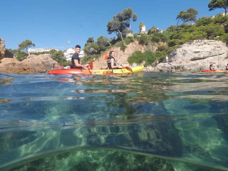 Costa Brava: Sant Feliu de Guíxols Kayak & Snorkel Tour - The snorkeling stop in clear Mediterranean water