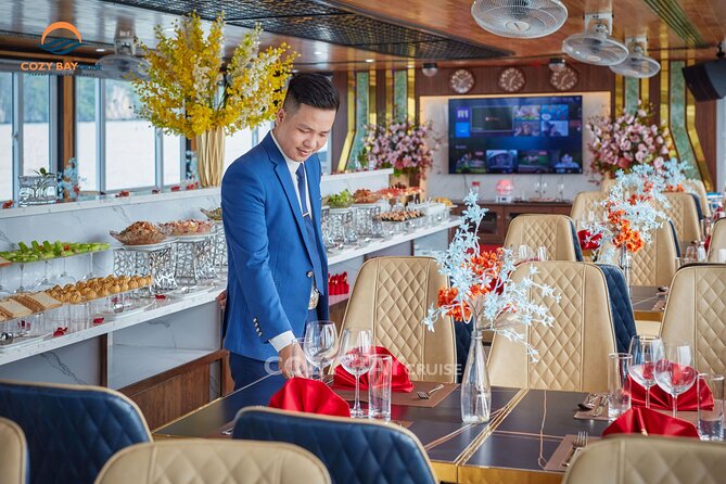 Cozy Bay Halong 5-Star Day Cruise, Buffet, Cave, Kayak, Swimming - Buffet lunch and the sunset party
