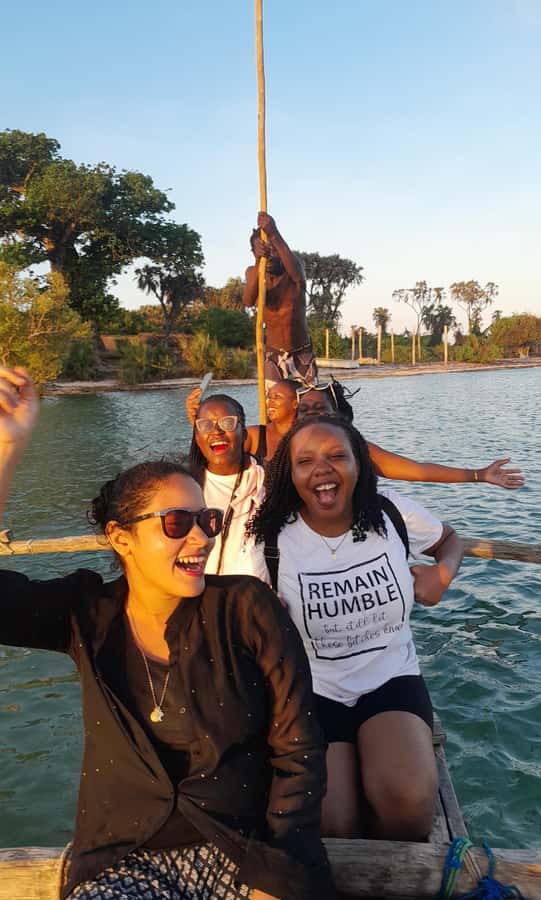 Diani: Sunset Cruise along Kongo River on Wooden Canoe boat - Boarding the traditional canoe at Kongo Beach