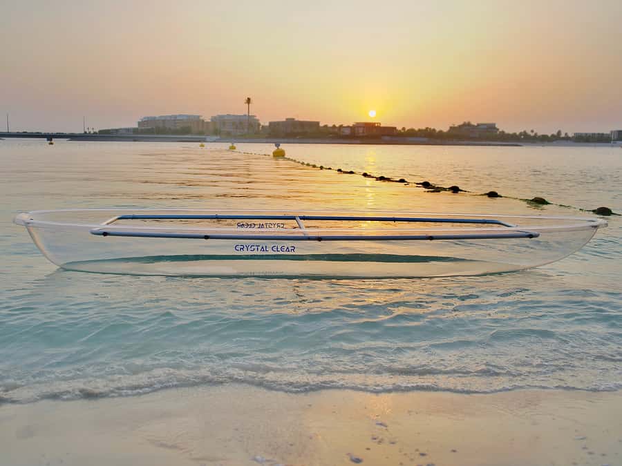 Dubai: Clear Kayaking Experience with Burj Khalifa View - Looking through the clear hull