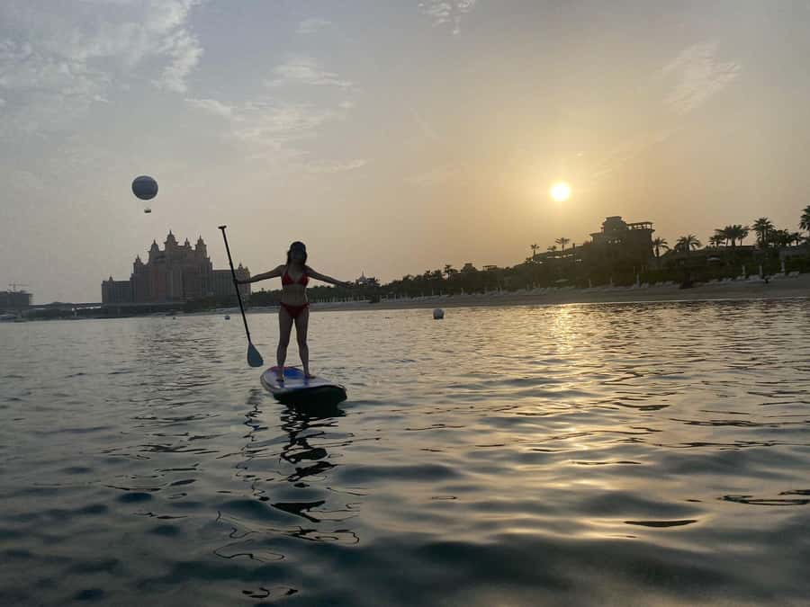 Dubai: Palm Jumeirah Paddle Boarding Tour - Heading Along the West Crescent
