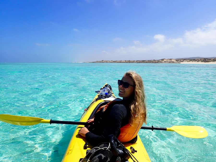 Exmouth: Lagoon Explorer - Full day kayak & Snorkel tour - Getting fitted out for the water
