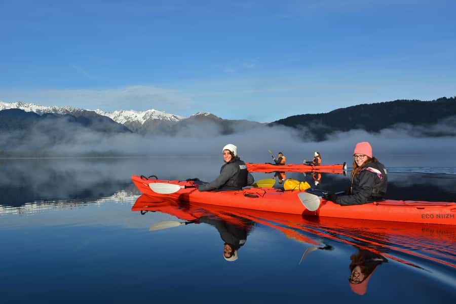 Franz Josef: 3-Hour Kayak Tour on Lake Mapourika - Getting dressed for a wet West Coast day