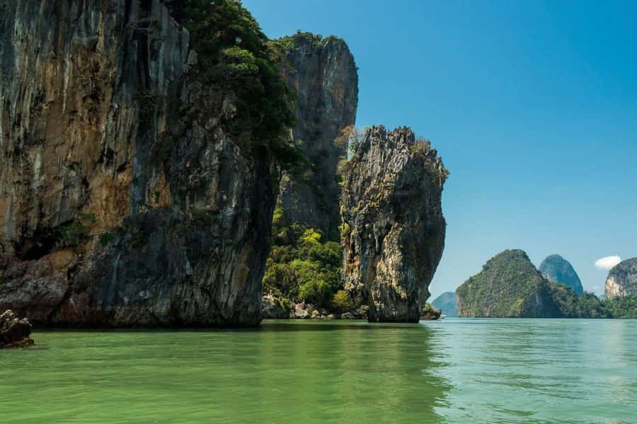 From Khao Lak: James Bond Island Canoe Trip with Lunch - Canoeing beneath the limestone cliffs