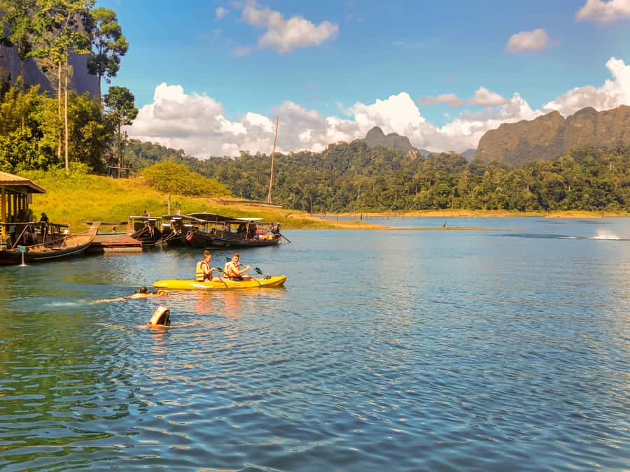 From Khao Lak: Khao Sok & Cheow Lan Lake Tour with Kayaking - Chiew Larn Lake View Point gives you the first big look