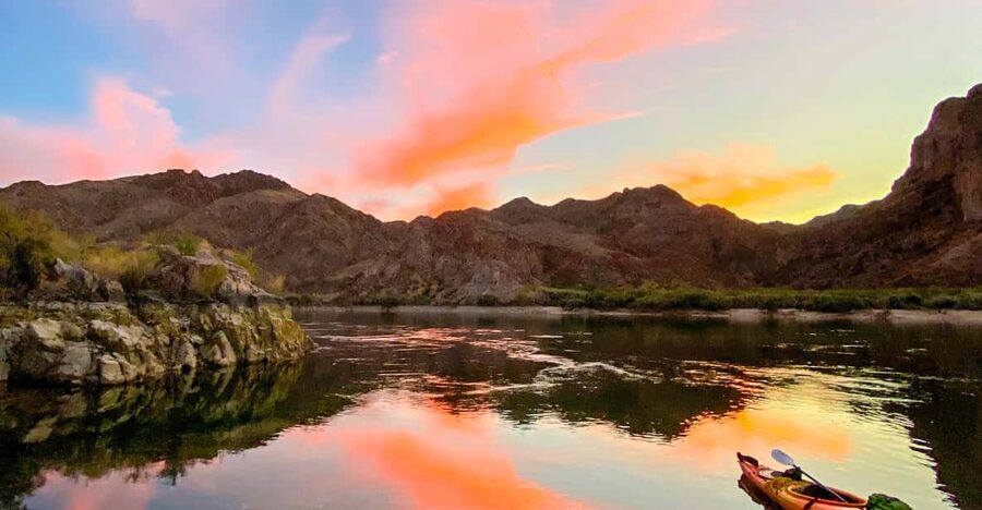 From Las Vegas: Black Canyon Twilight Kayak Tour - Getting on the river at dusk