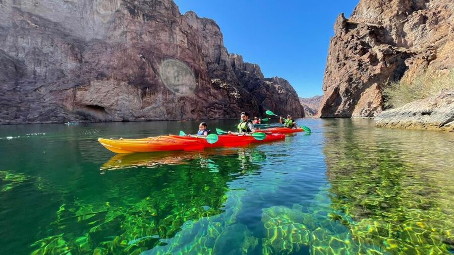 From Las Vegas: Emerald Cave Guided Kayak Tour with Shuttle - Paddling below the Black Canyon walls