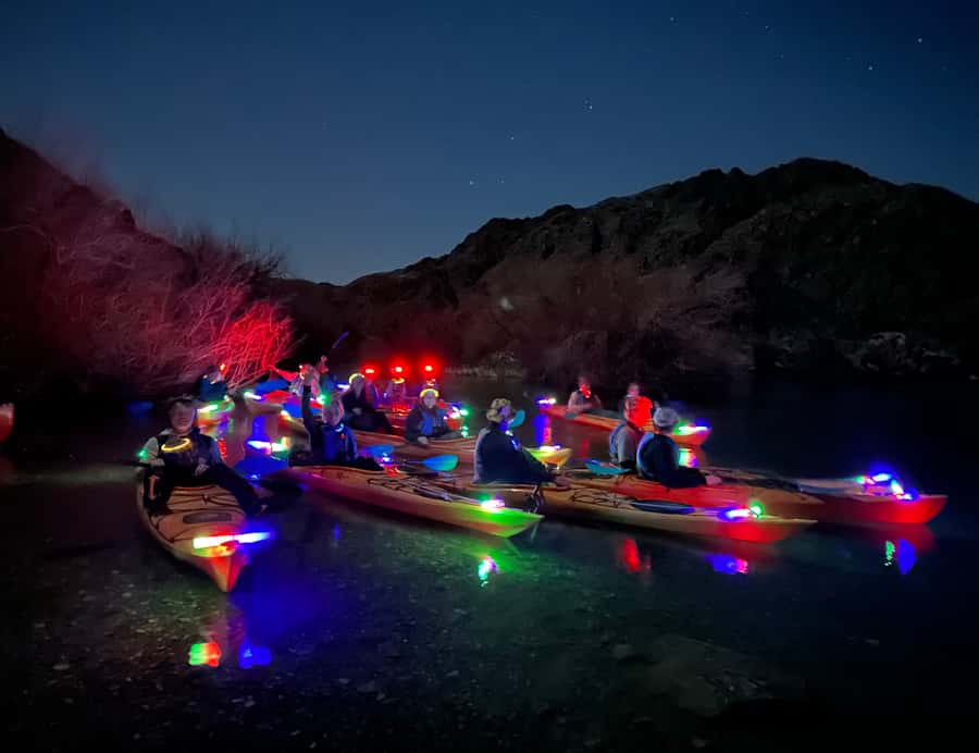 From Las Vegas: Moonlight Kayak Tour on the Colorado River - A beach stop gives you room to relax