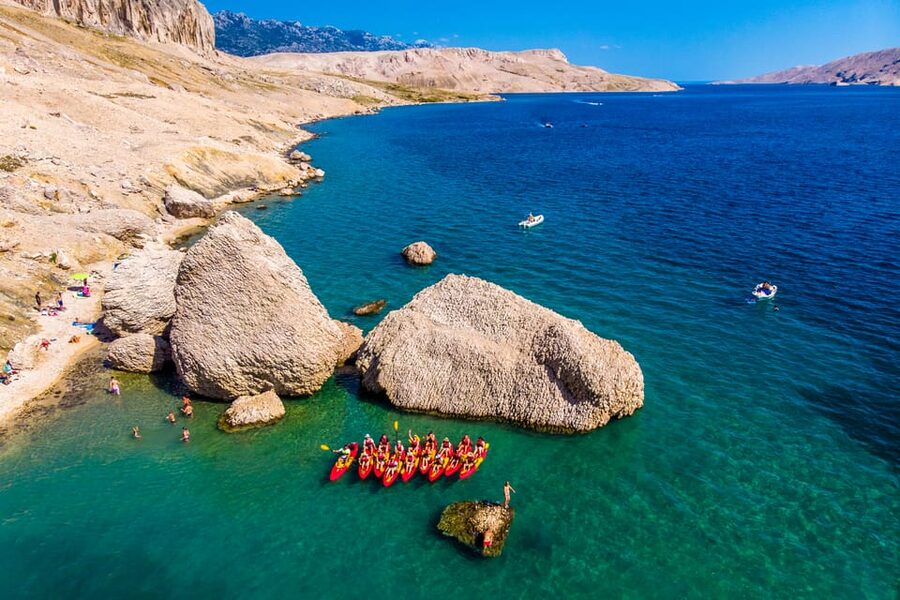 From Metajna/Novalja: Pag Bay Guided Sea Kayaking Tour - Malin Beach and a natural water stop