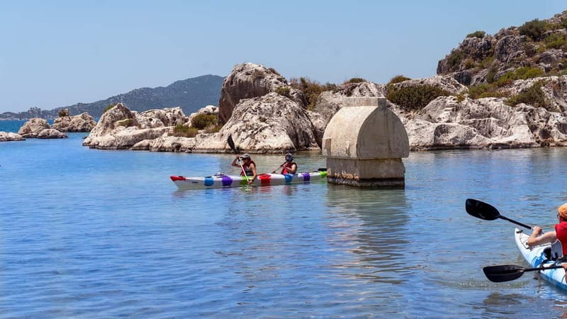 From Ucagiz: Kekova Sea Guided Kayaking Tour - Tersane Bay: your first swim at about 10:15