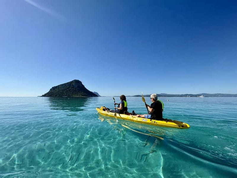 Golfo Aranci:Small group, german guided Kayak tour&Dolphins - Cala Moresca brings the first swim