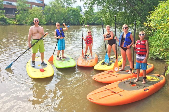 Guided Paddleboard Tour Through Asheville's River Arts District - Getting started with a wide, steady board