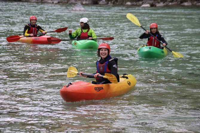 Guided Sit on Top Kayak Trip on Soca River - Paddling the Soca River from a close angle