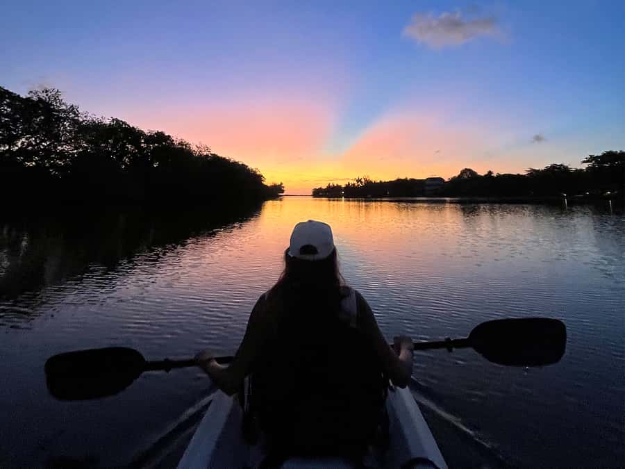 Guided Sundowner Kayak Tour - The Turn Back Toward Tamarin Bay