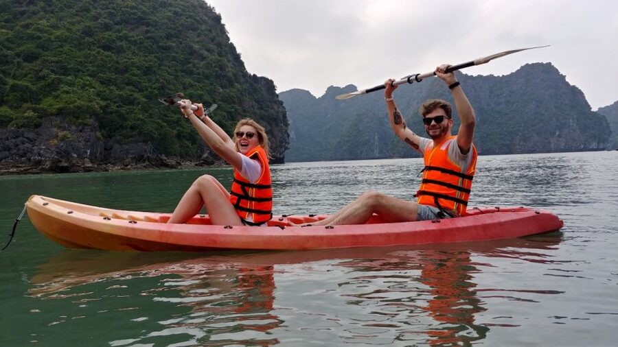 Hanoi: Full-Day Halong Bay 5-star Cruise with Kayak & Buffet - Sunset wine and snacks from 4:30 to 5:30 PM