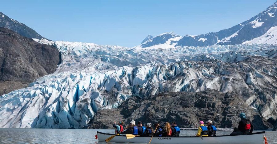 Juneau: Mendenhall Glacier Canoe Paddle and Hike - Landing beside a changing glacier