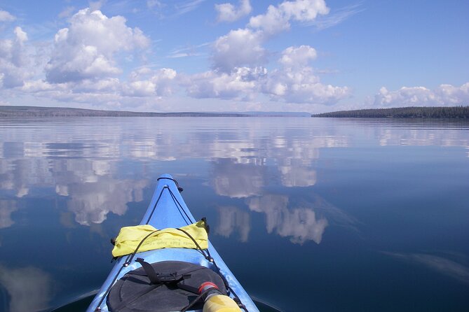 Kayak Day Paddle on Yellowstone Lake - Paddling toward West Thumb’s geothermal features