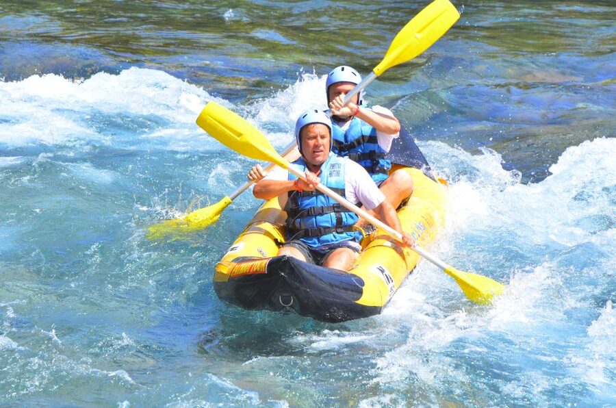 Koprulu Canyon: River Kayaking Experience with Lunch - Getting fitted with a canoe, helmet, and life vest