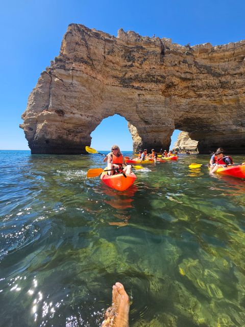 Lagoa: Benagil Cave and Marinha Beach Guided Kayaking Tour - Inside Benagil Cave and its small beach
