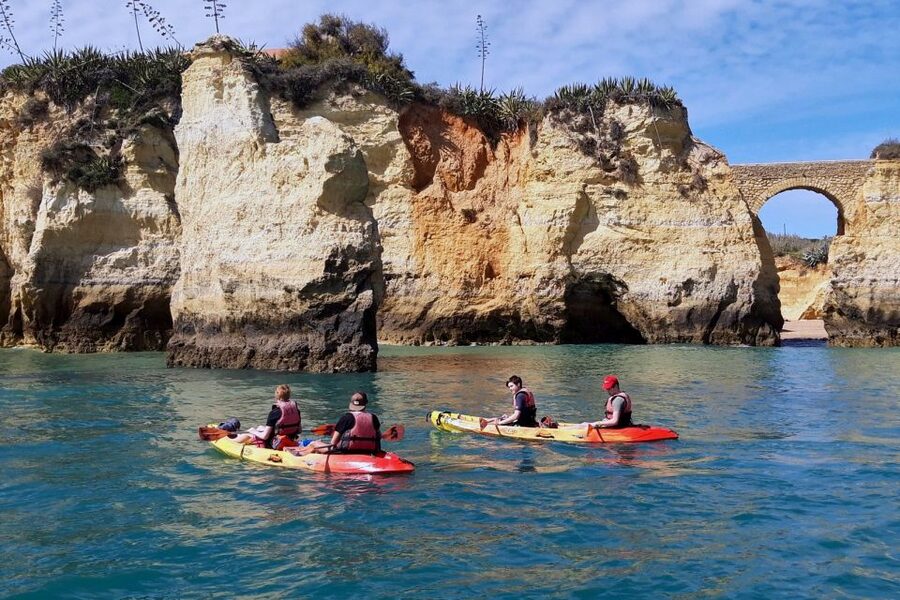 Lagos: Guided Kayak Tour - The support boat and the feeling of safety