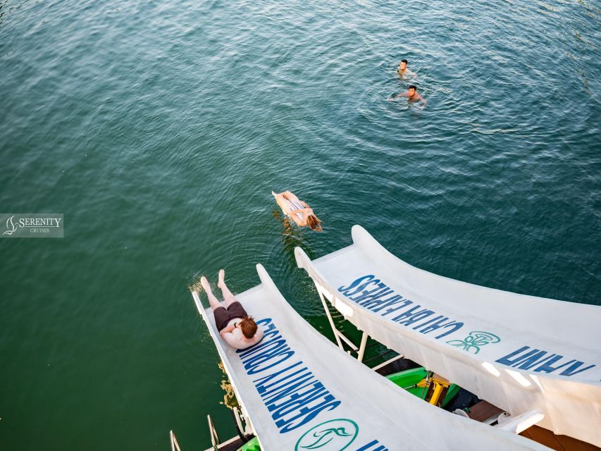 Lan ha Bay Luxury cruise day trip, kayaking, swimming, bike - Kayaking and swimming at Tai Keo Cave