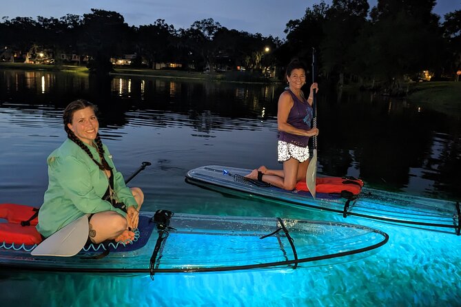 LED Glow in the Dark Clear Kayak or Paddleboard in Paradise - A calm night on Lake Ivanhoe