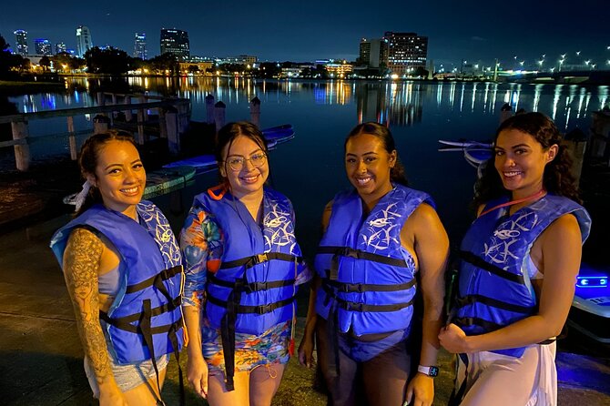 LED Glow in the Dark Clear Kayak or Paddleboard in Paradise - Sunset, city views, and the LED glow
